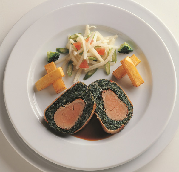 Schweinefilet mit Blattspinat