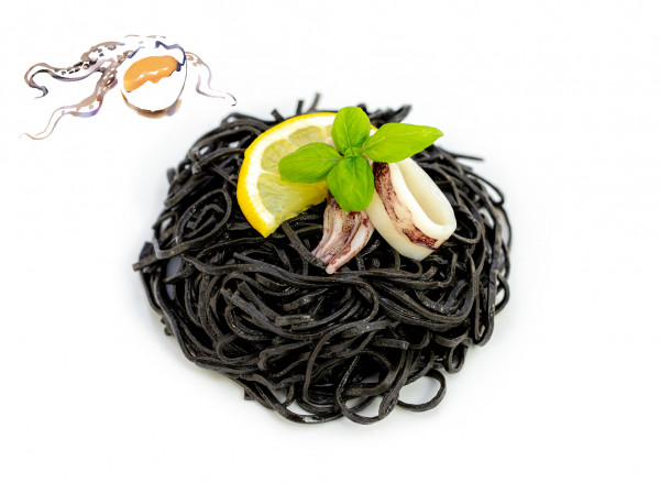 Schwarze Tagliolini (2mm) mit Ei und Sepia, handgemacht, 500g frische Pasta