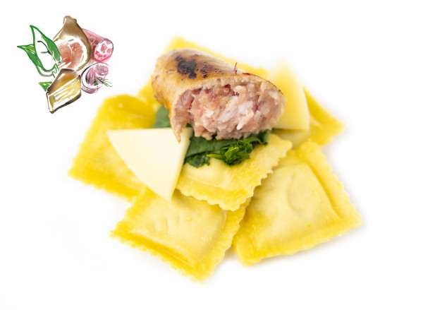 Agnolotti mit Salsiccia-Wurst, Stängelkohl & Provolonekäse, 8 x 500g frische Pasta