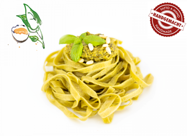 Grüne Tagliatelle (7mm) mit Ei und Spinat, handgemacht, 1 x 500g frische Pasta