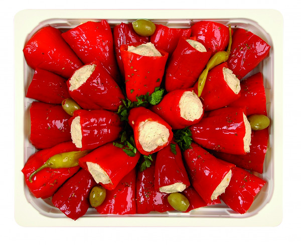 Rote Mini-Peperoni gefüllt mit Frischkäse 1,3 kg