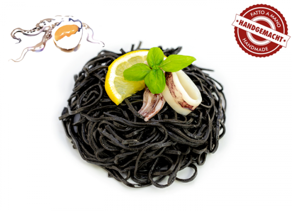 Schwarze Tagliolini (2mm) mit Ei und Sepia, handgemacht, 8 x 500g frische Pasta