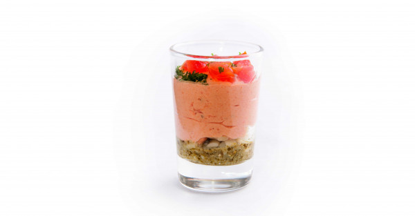 Tomaten Mousse, Pasta und Pesto